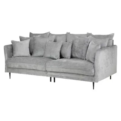Turin Tufted 3-Seater Sofa - Grey, Velvet