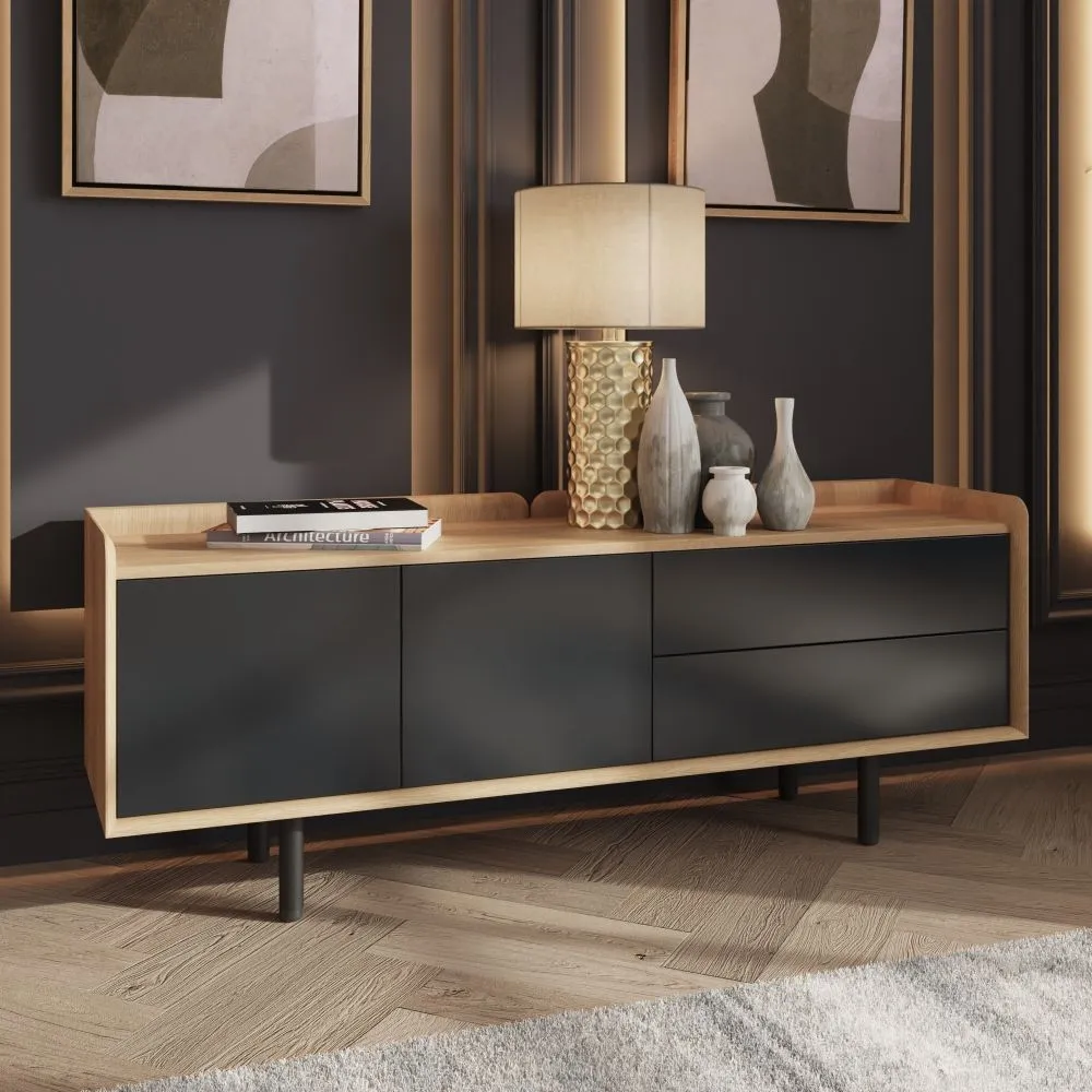 Aarhus Low Sideboard - Anthracite, Oak