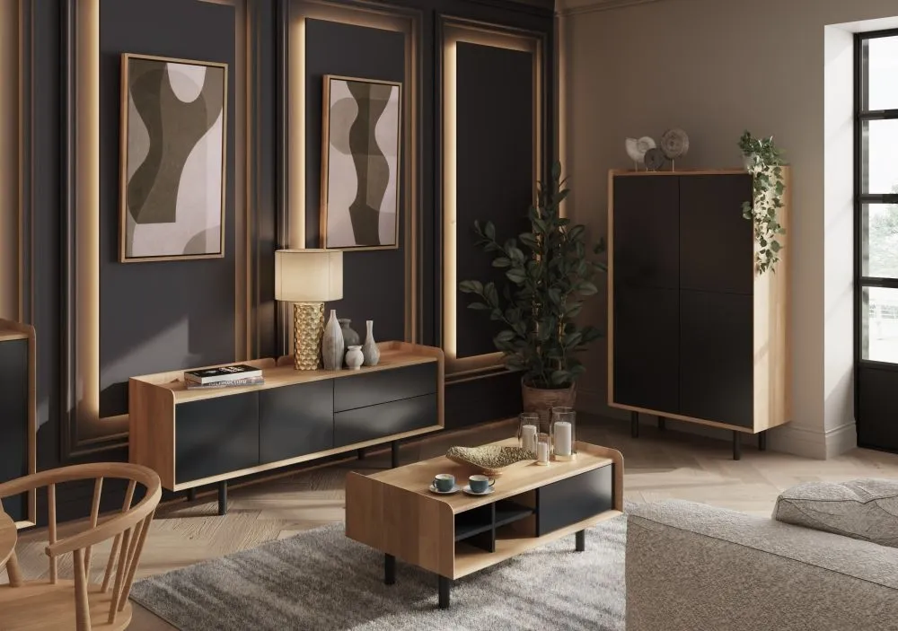 Aarhus Low Sideboard - Anthracite, Oak