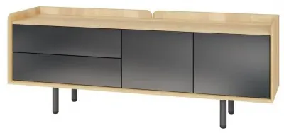 Aarhus Low Sideboard - Anthracite, Oak image
