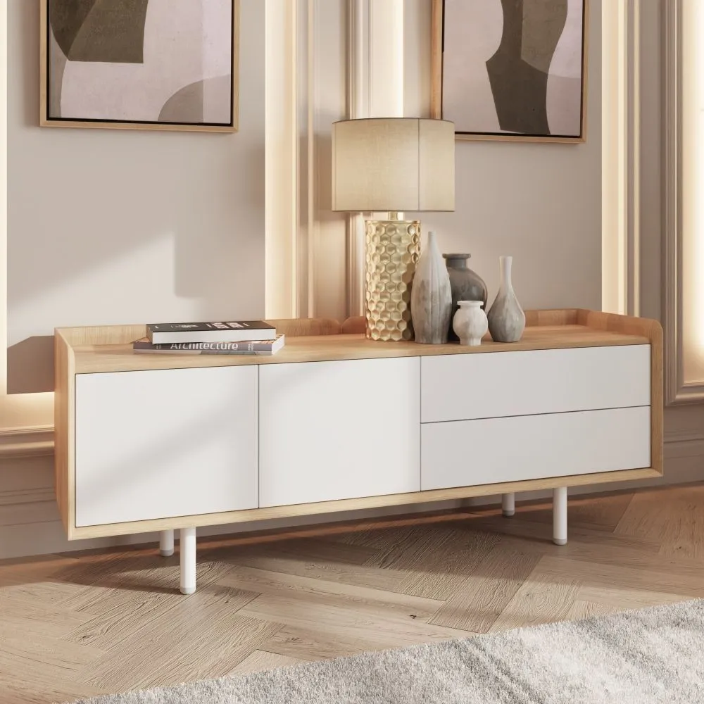Aarhus Low Sideboard - White, Oak