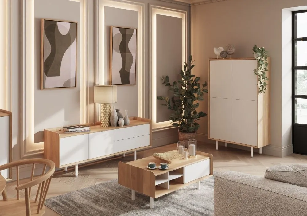 Aarhus Low Sideboard - White, Oak