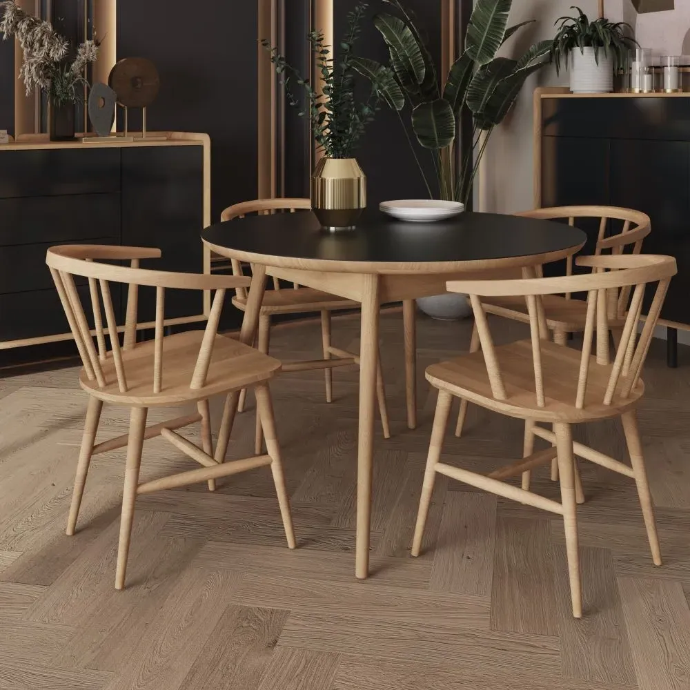 Aarhus Round Dining Table - Anthracite, Oak