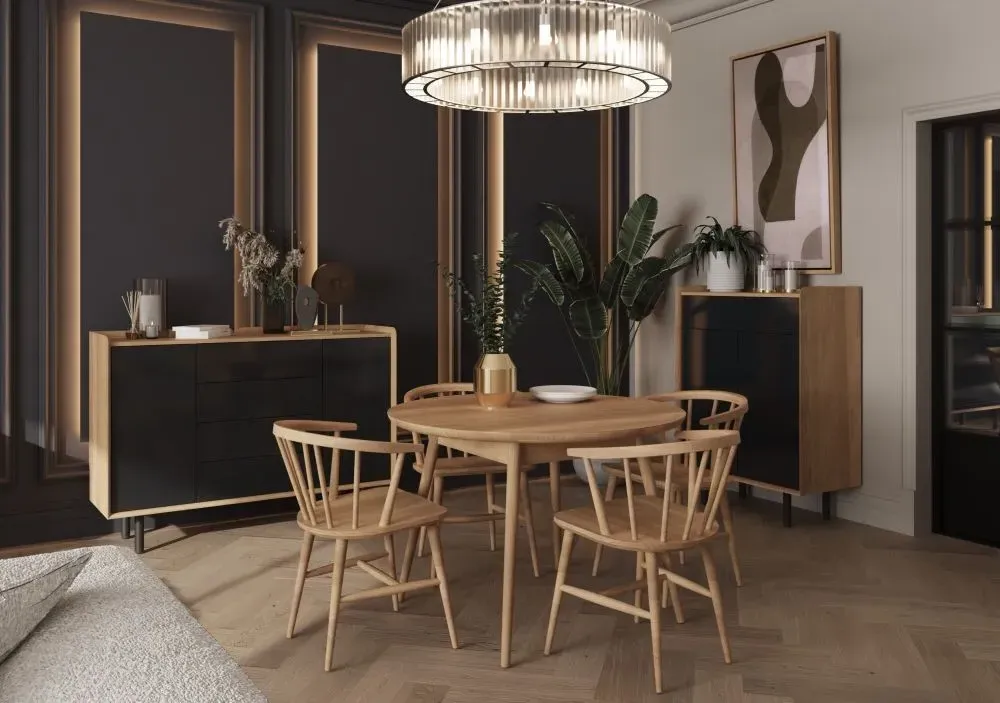 Aarhus Round Dining Table - Anthracite, Oak