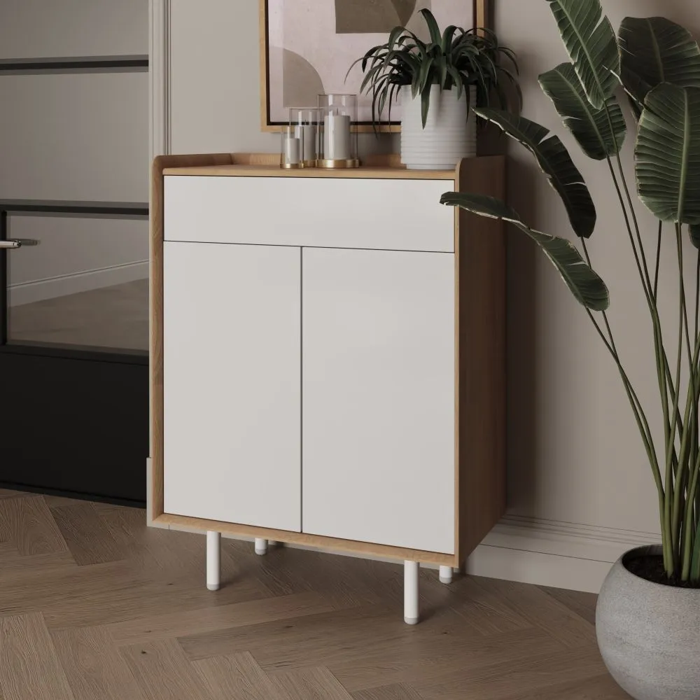 Aarhus Small Sideboard - White, Oak