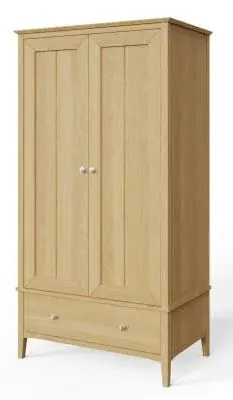 Alwin 2 Door 1 Drawer Double Wardrobe - Oak