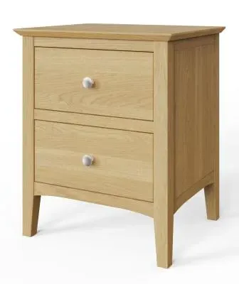 Alwin 2 Drawer Bedside Cabinet - Oak