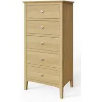 Alwin 5 Drawer Tall Chest - Oak
