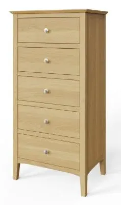 Alwin 5 Drawer Tall Chest - Oak