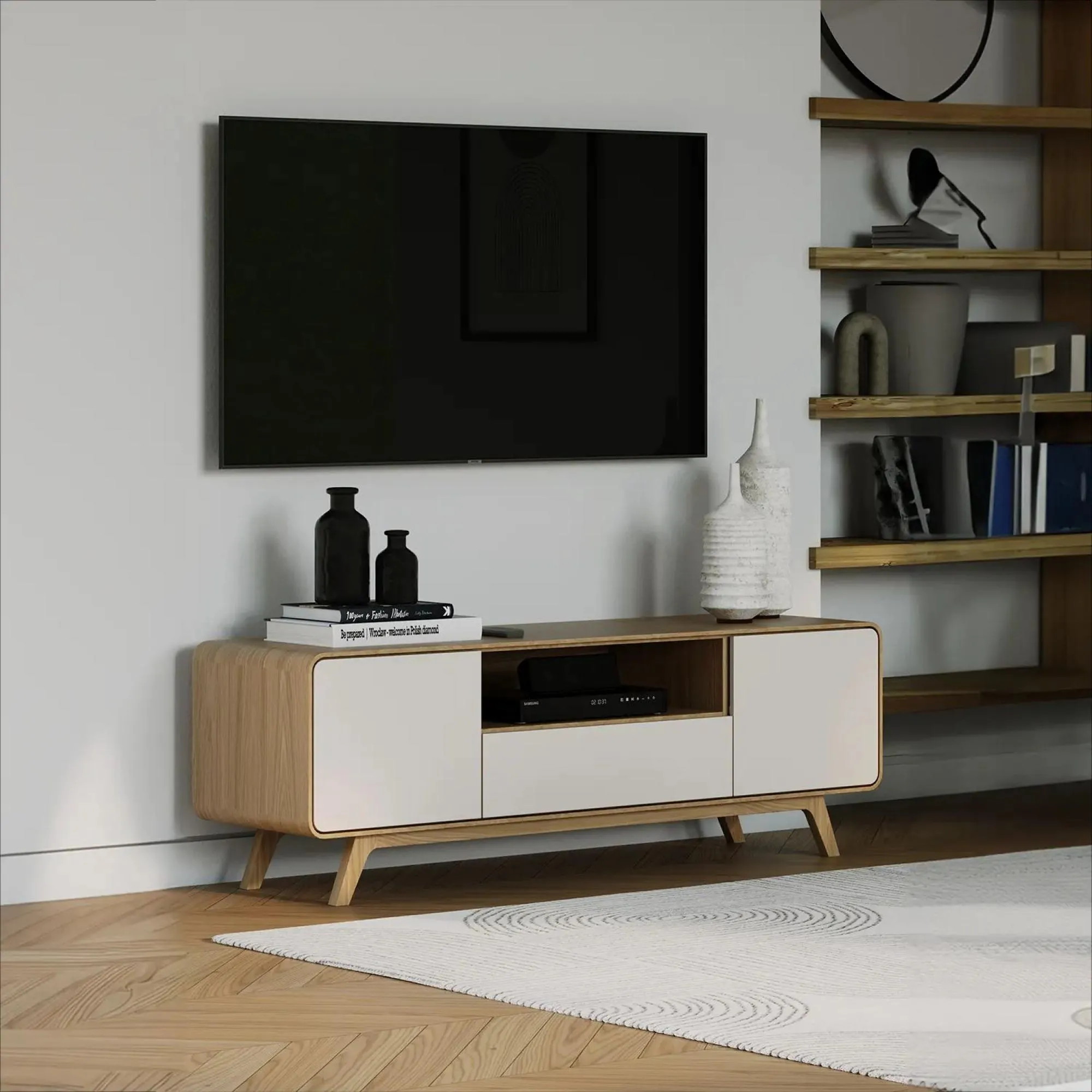 Ashton 160cm TV Unit - White Oak
