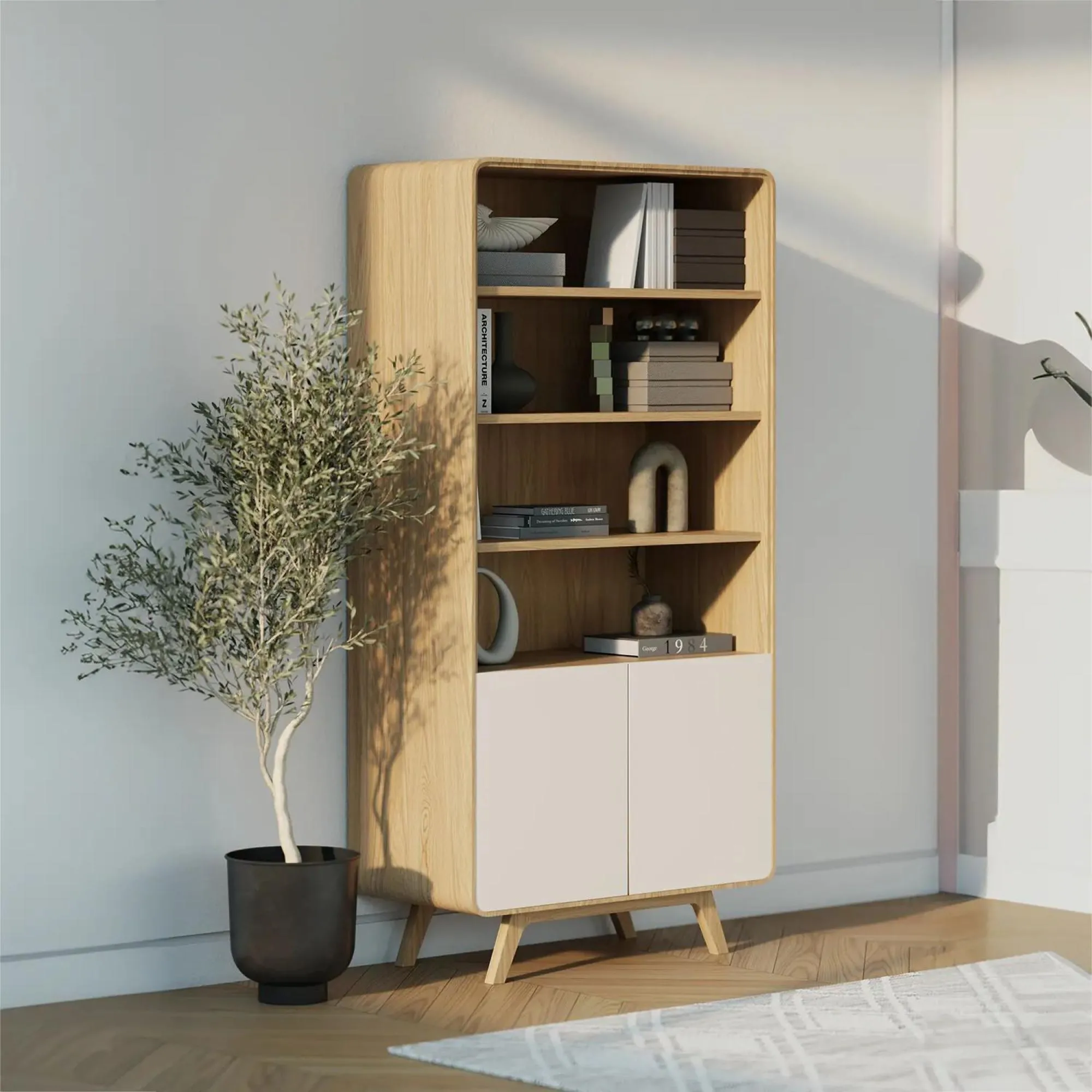 Ashton Tall Display Unit - White Oak
