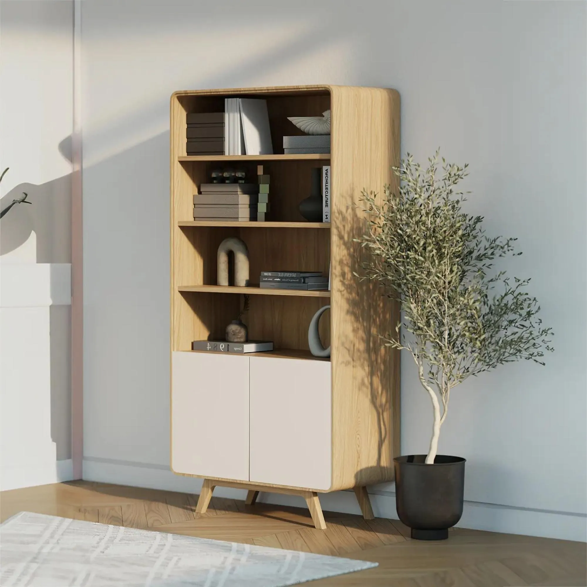 Ashton Tall Display Unit - White Oak