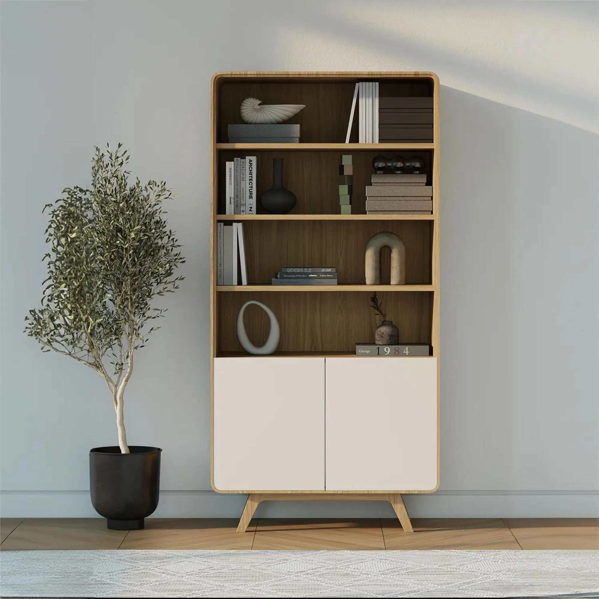 Ashton Tall Display Unit - White Oak