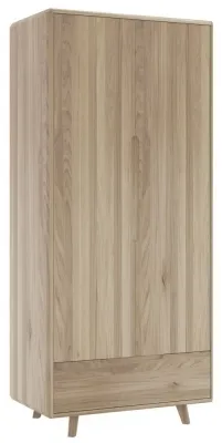 Bergen 1 Drawer Double Wardrobe - Scandinavian Oak