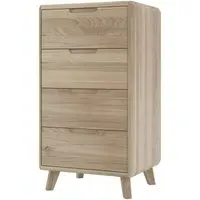 Bergen 4 Drawer Slim Chest - Scandinavian Oak