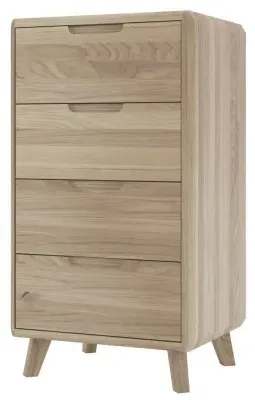 Bergen 4 Drawer Slim Chest - Scandinavian Oak image