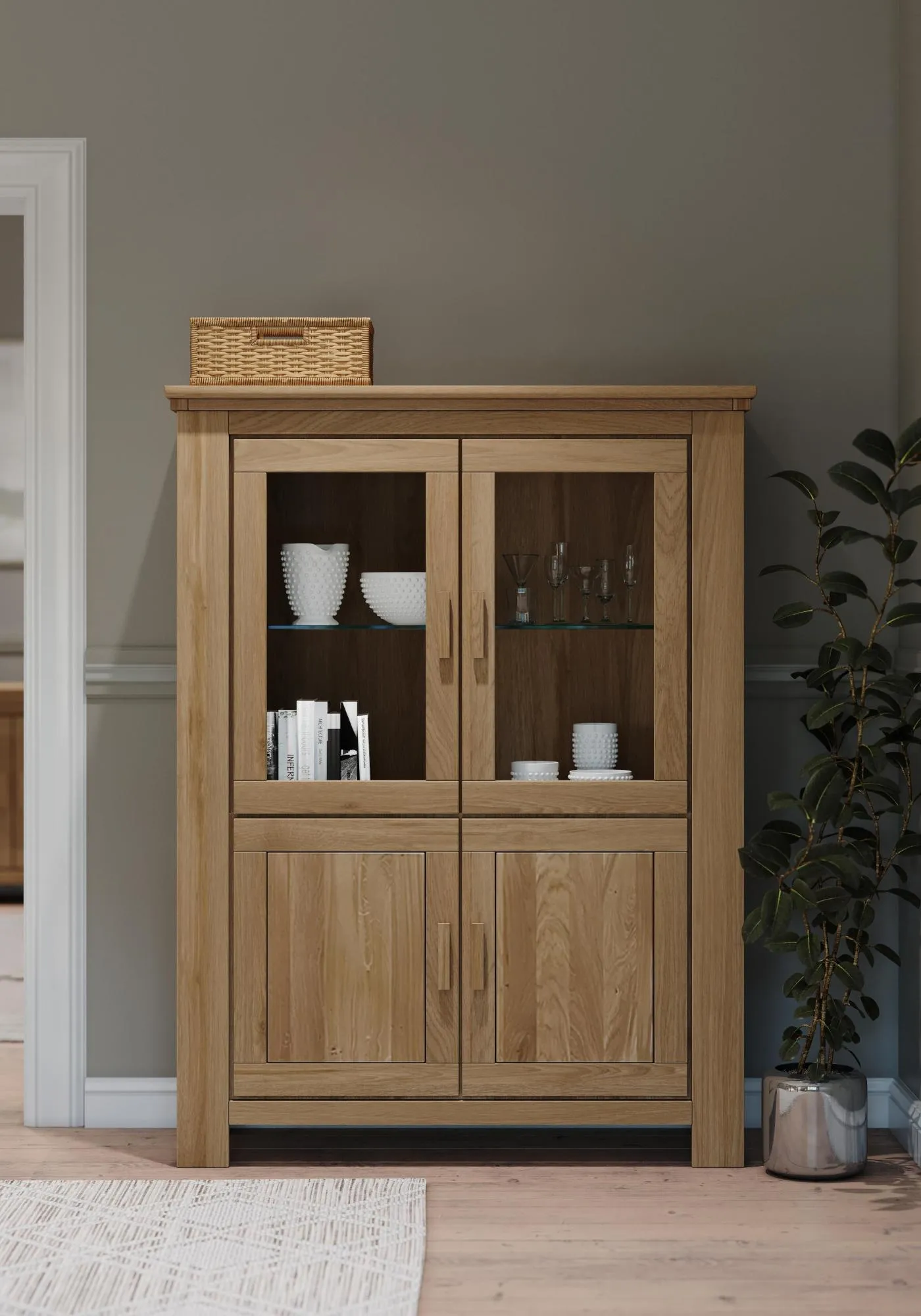 Corbin 4 Door Display Cabinet - Oak