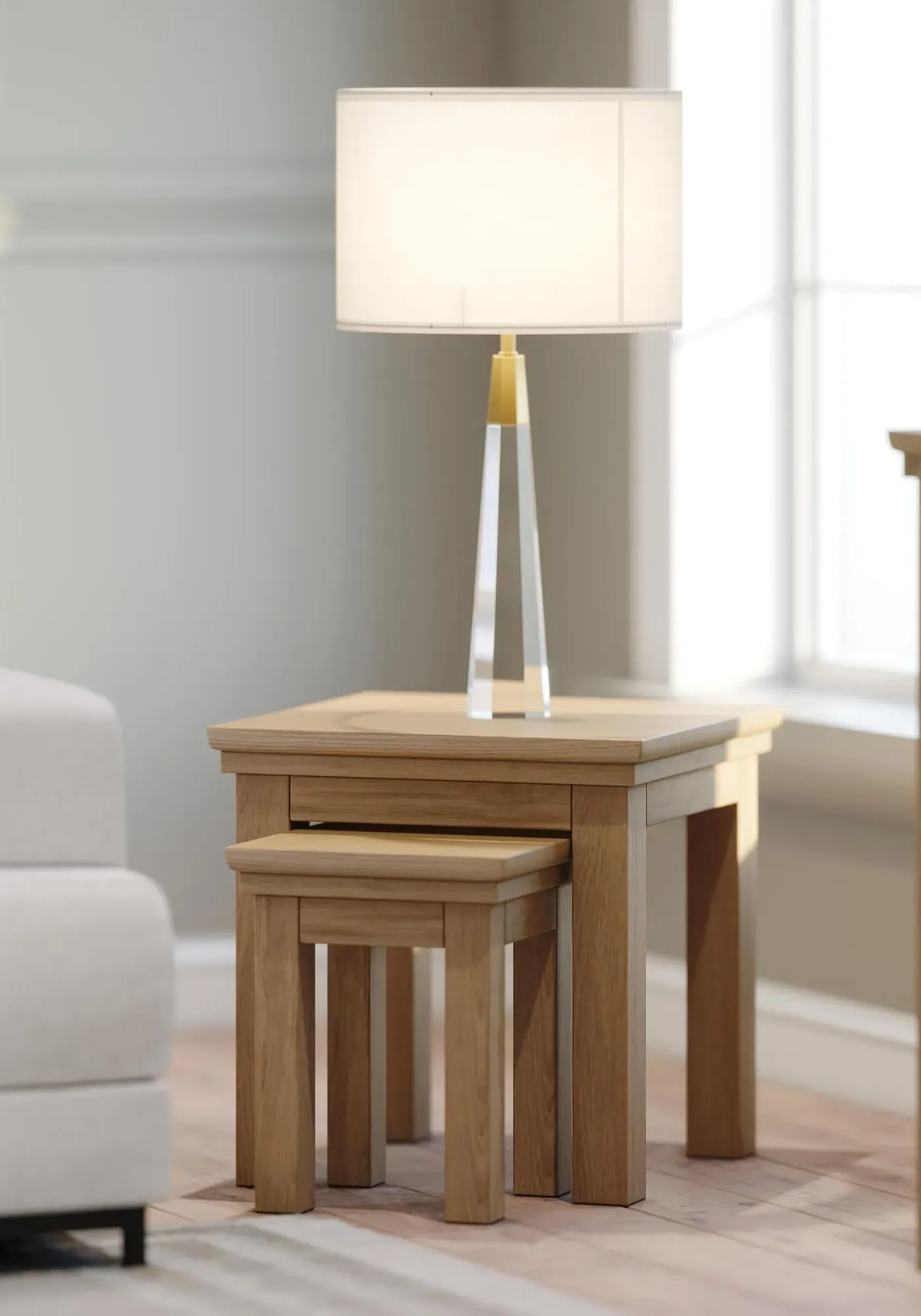 Corbin Oak Nest of 2 Tables - Oak