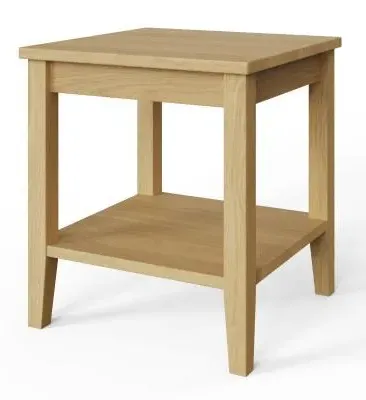 Lathen Lamp Table with Shelf - Oak