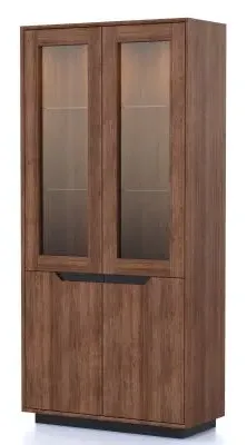 Layne Tall 4 Door Display Cabinet - Smoked Oak