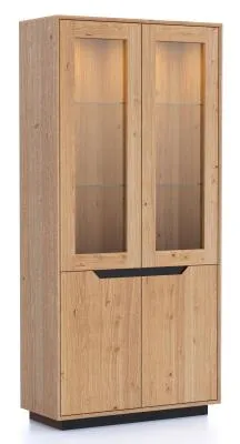 Layne Tall 4 Door Display Cabinet - White Oak