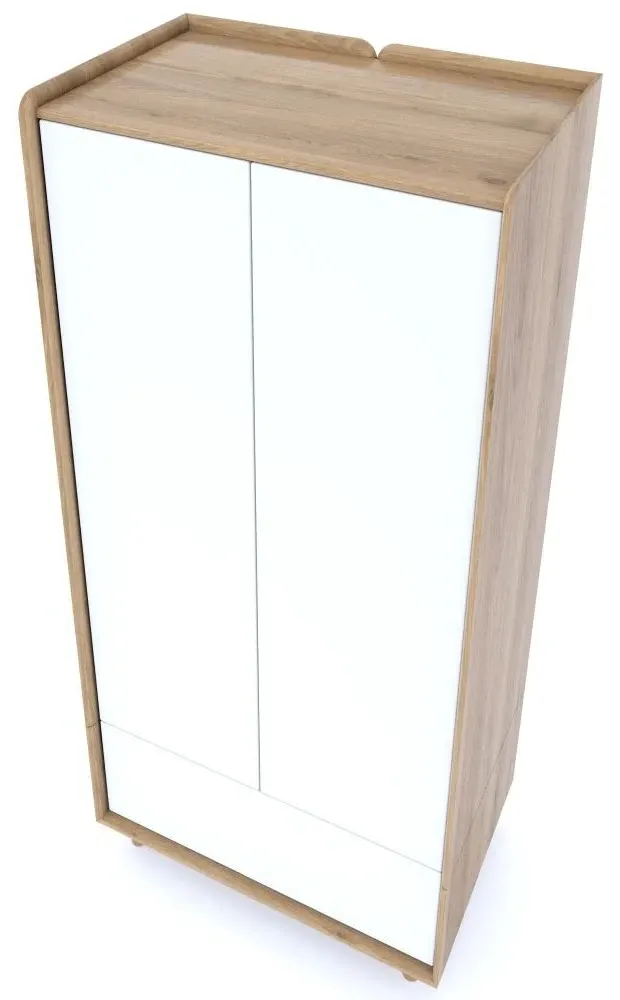 Liv 2 Door Wardrobe - White, Oak