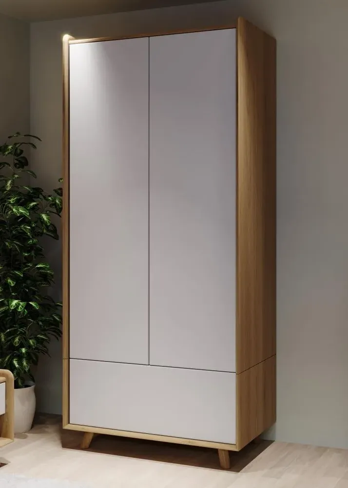Liv 2 Door Wardrobe - White, Oak