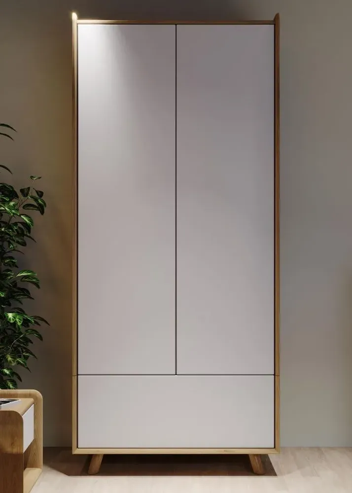 Liv 2 Door Wardrobe - White, Oak