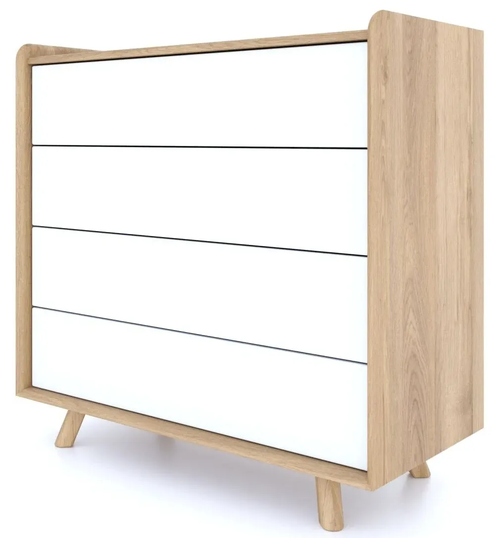 Liv Medium 4 Drawer Chest - White, Oak