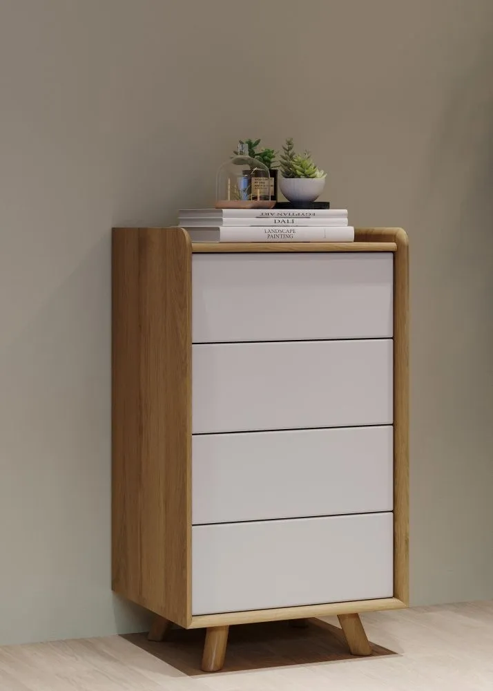 Liv Small 4 Drawer Chest - White, Oak