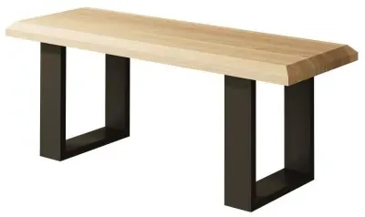 Malmo Oak 120cm Bench with U Legs - Oak, Metal
