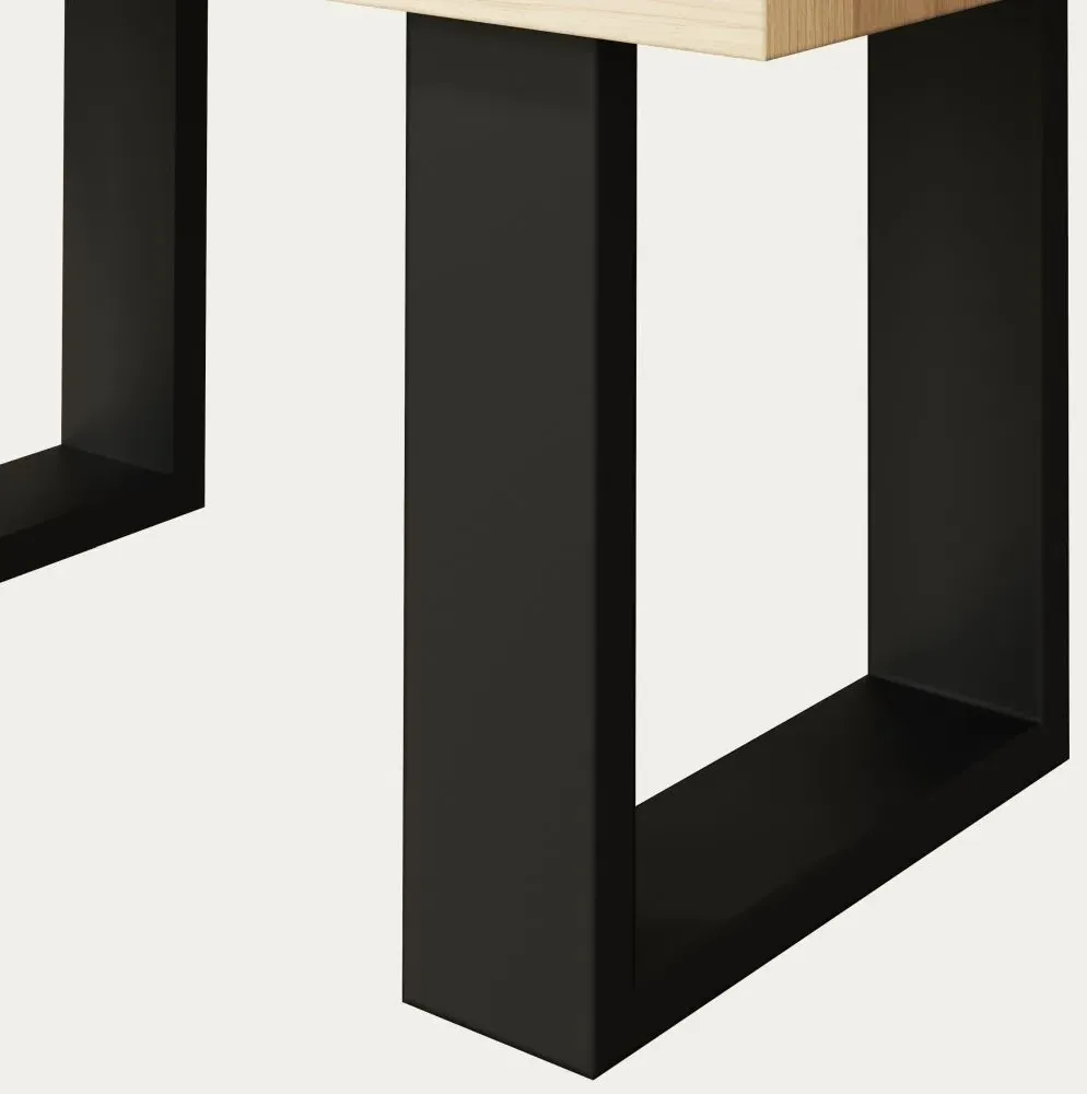 Malmo Oak 180cm Dining Table with U Legs - Oak, Black Metal