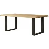 Malmo Oak 180cm Dining Table with U Legs - Oak, Black Metal