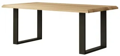 Malmo Oak 180cm Dining Table with U Legs - Oak, Black Metal image