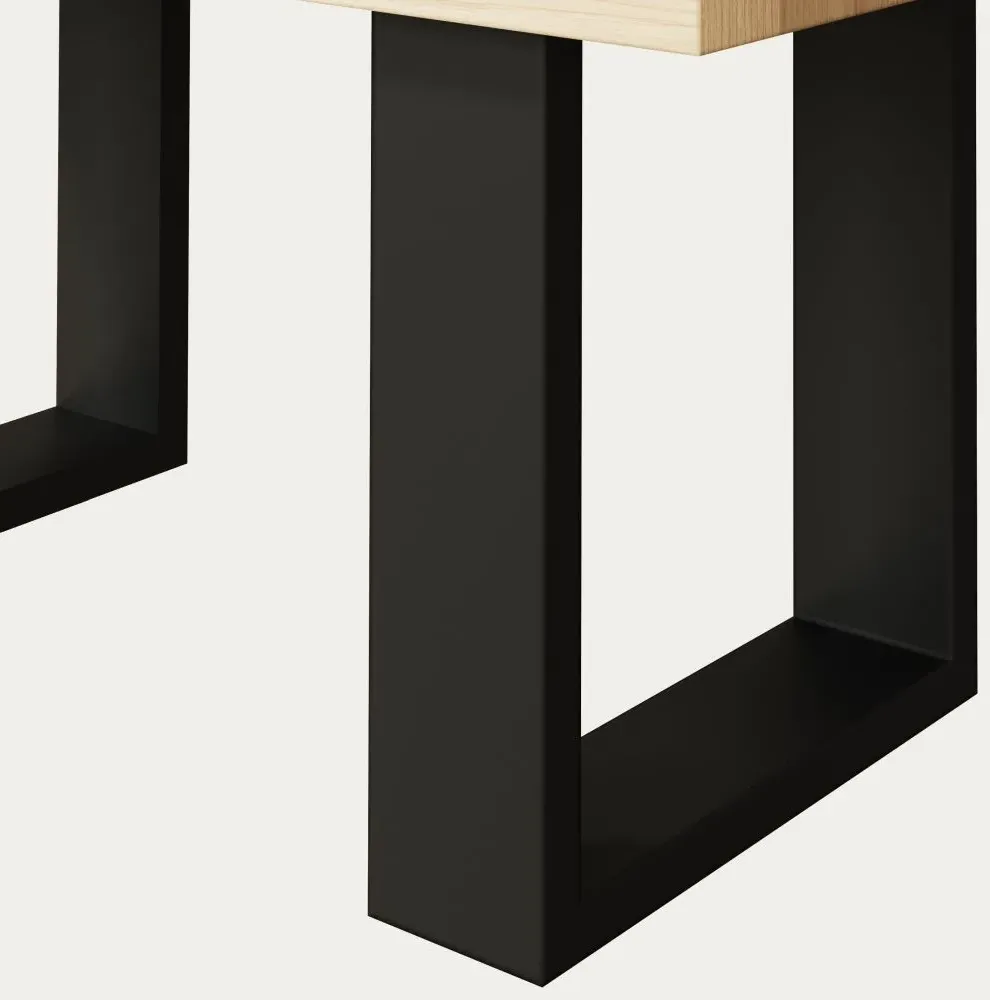 Malmo Oak 200cm Dining Table with U Legs - Oak, Black Metal