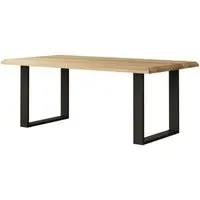Malmo Oak 200cm Dining Table with U Legs - Oak, Black Metal