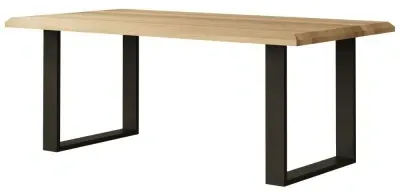 Malmo Oak 200cm Dining Table with U Legs - Oak, Black Metal