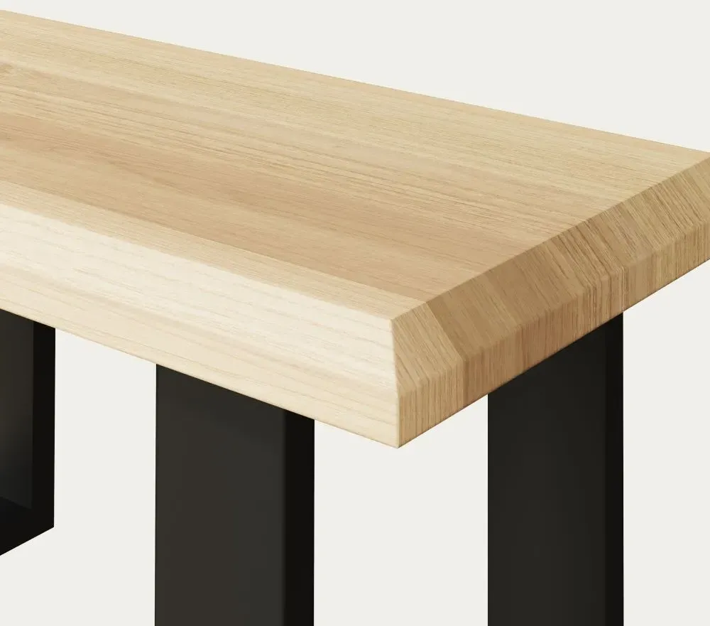 Malmo Oak 220cm Dining Table with U Legs - Oak, Black Metal