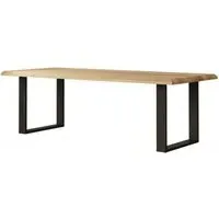 Malmo Oak 220cm Dining Table with U Legs - Oak, Black Metal