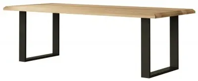 Malmo Oak 220cm Dining Table with U Legs - Oak, Black Metal