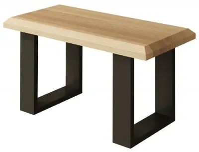 Malmo Oak 90cm Bench with U Legs - Oak, Metal image