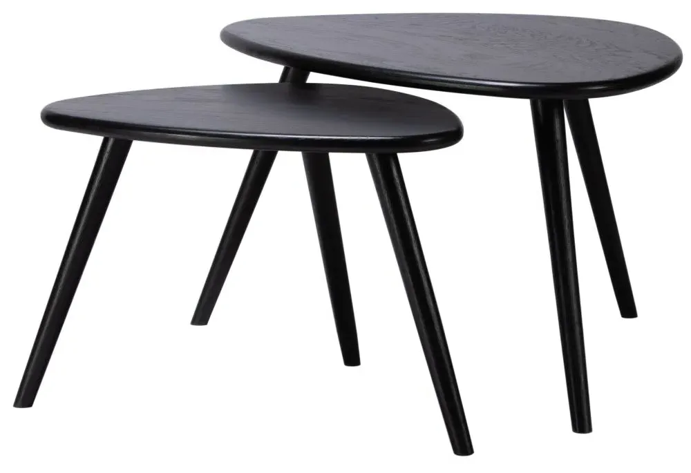 Marina Triangle Nest of 2 Tables - Black, Oak