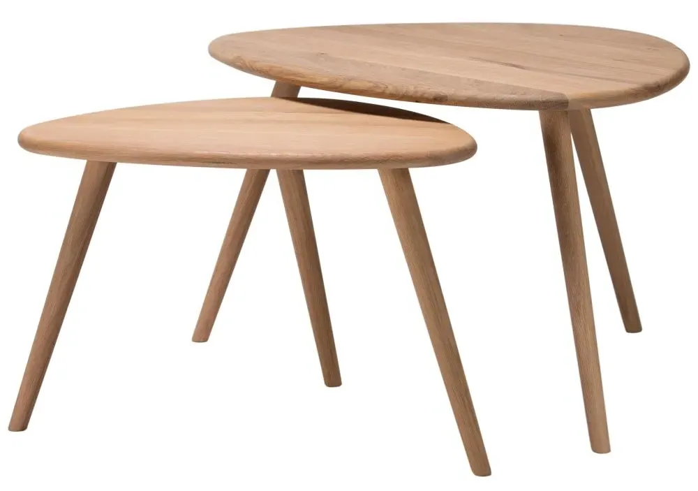 Marina Triangle Nest of 2 Tables - Natural, Oak