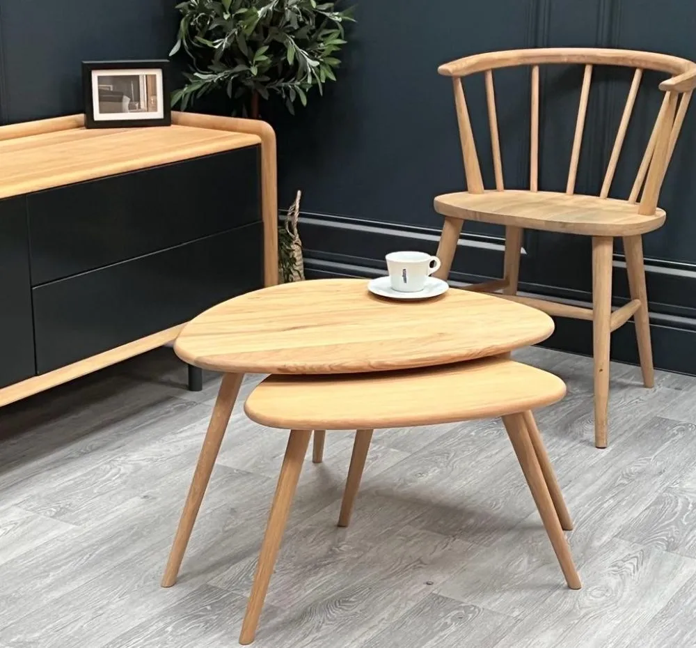 Marina Triangle Nest of 2 Tables - Natural, Oak