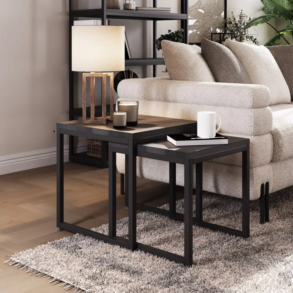 Stockholm Nest of 2 Tables - Black, Oak
