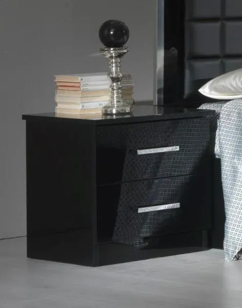 Ambra 2 Drawer Bedside Cabinet - Black