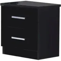 Ambra 2 Drawer Bedside Cabinet - Black