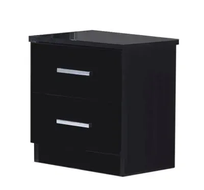 Ambra 2 Drawer Bedside Cabinet - Black image