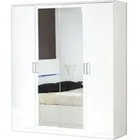 Ambra 4 Door Wardrobe with Mirrors - White