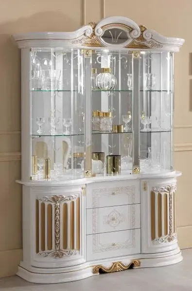 Betty 3 Door Display Cabinet - White, Gold